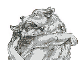 Вовчі обійми (чб графіка). Схема вишивки бісером