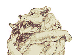 Вовчі обійми (сепія). Схема вишивки бісером