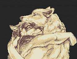 Вовчі обійми (темний фон). Схема повної зашиття бісером