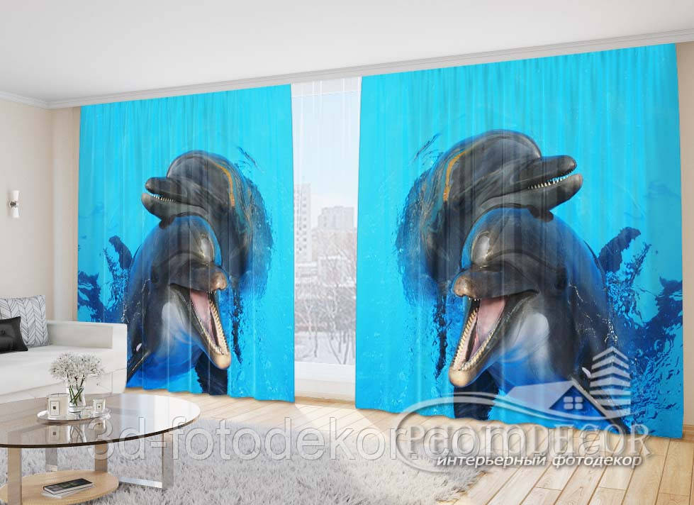 Фото Штори "Два дельфіна" - Будь-який розмір, читаємо опис!, фото 1