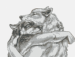 Вовчі обійми(монохром на білому). Схема повної зашиття бісером