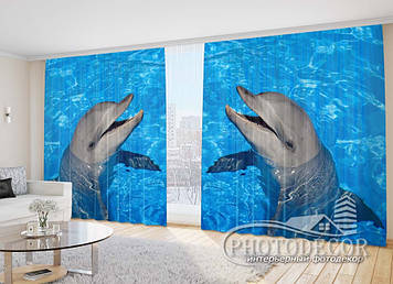 Фото Штори "Дельфін у прозорій воді" - Будь-який розмір, читаємо опис!