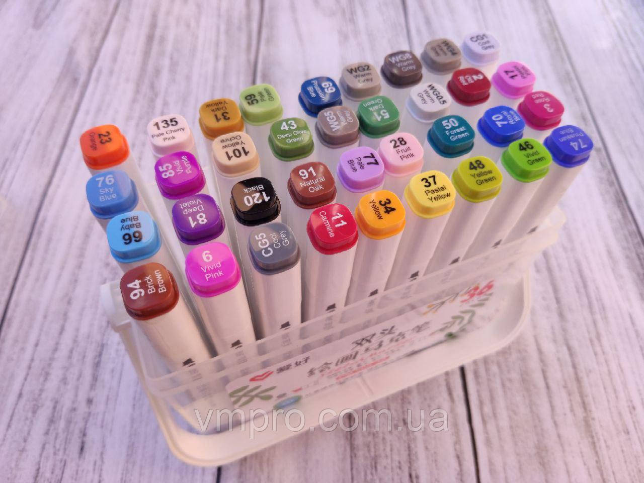 Скетч маркери "Sketch marcer" набір 36 кольорів, Aihao набір у пластиковому боксі.