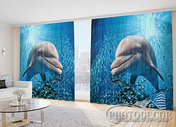 Фото Штори "Дельфін і рибки" - Будь-який розмір, читаємо опис!