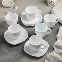 Сервиз чайный белый с квадратными чашками Luminarc Lotusia white 220х6 (Н1789)