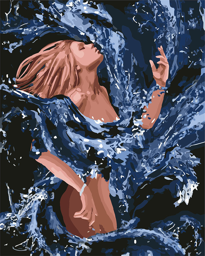 Розфарбування за номерами Стихія води KH4720 Ідейка 40 х 50 см, фото 1