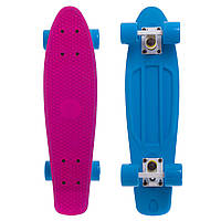 Скейт пенни борд Penny Fish Skateboards RUBBER SOFT TWIN 410-2 22" Blue-Pink, синие колеса