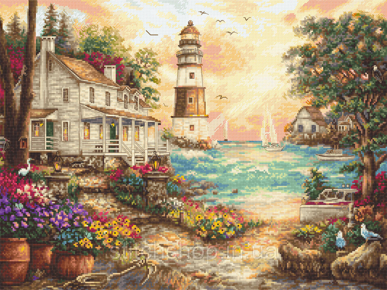 Набір для вишивання нитками LETISTITCH Cottage by the sea (LETI 962)