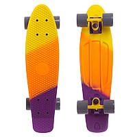 Скейт пенни борд Penny Fish Skateboards RUBBER SOFT 412-9 22" Yellow-Orange-Purple, серые колеса