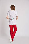 Костюм медичний жіночий Весна (батист, білий-червоний, р. 42-64) Марія, фото 2