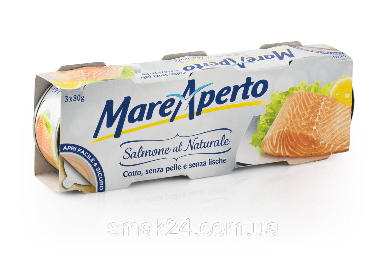 Філе лосося у власному соку Mare Aperto Natural (3х80г) 240г Італія