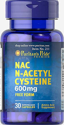 Puritan's Pride N-Acetyl Cysteine (NAC) 600 мг 60 капсул, фото 1