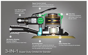 Шліфмашинка орбітальна пневматична 5" 5мм TOPTUL KAMA0505, фото 3