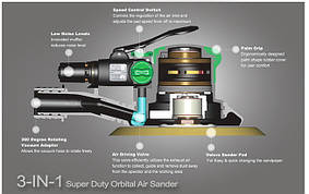Пневмошлифмашинка орбітальна 6" 5мм TOPTUL KAMA0605, фото 3
