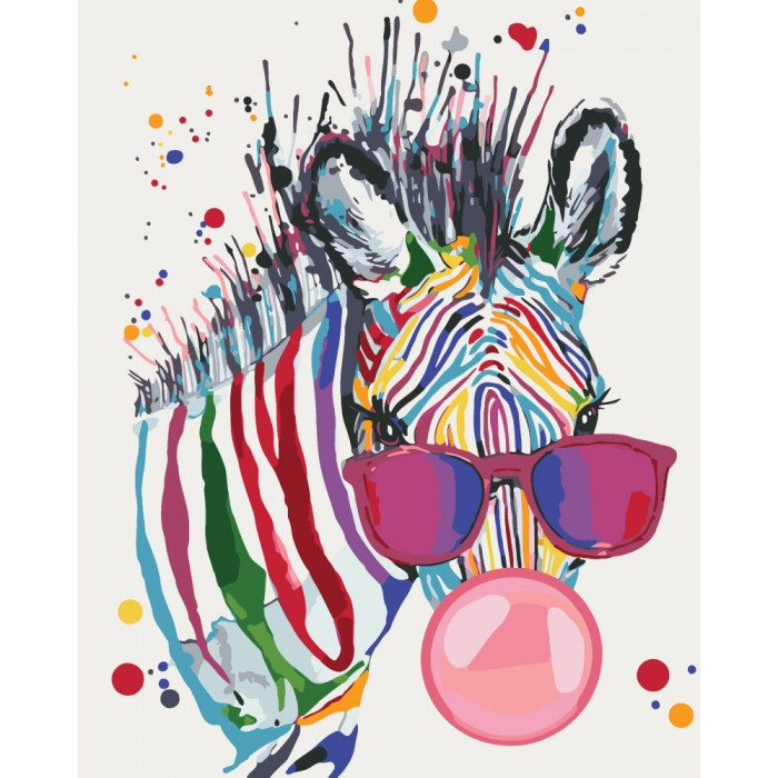 Картина за номерами 40×50 см. Яскрава зебра. Ідейка КНО4071, фото 1