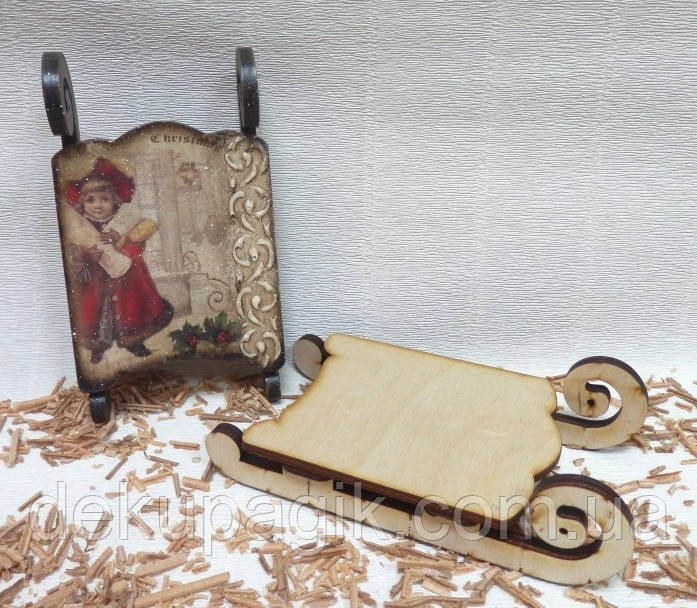 Саночки декоративні зі суцільним сидінням, 8,5х15см, фото 1