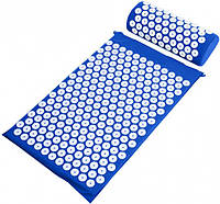 Масажний килимок для спини і ніг з подушкою акупунктурний синій ортопедичний Аплікатор Кузнєцова