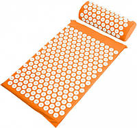 Акупунктурный массажный коврик для спины и ног с подушкой оранжевый ортопедический