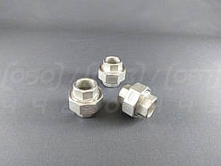 Американка нержавіюча приварна Ду15 (1/2") (з'єднання роз'ємне з накидною гайкою) патрубок із гранями, PTFE