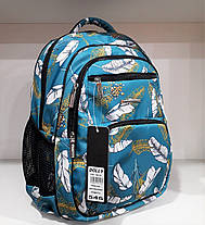 Рюкзак шкільний для дівчинки бірюзовий ортопедичний з яскравим малюнком Квіти Dolly 546 розмір 30х39х21 см, фото 2