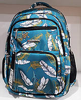 Рюкзак школьный для девочки бирюзовый ортопедический с ярким рисунком Цветы Dolly 546 размер 30х39х21 см