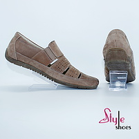 Мокасини чоловічі літні пісчяного кольору «Style Shoes», фото 2