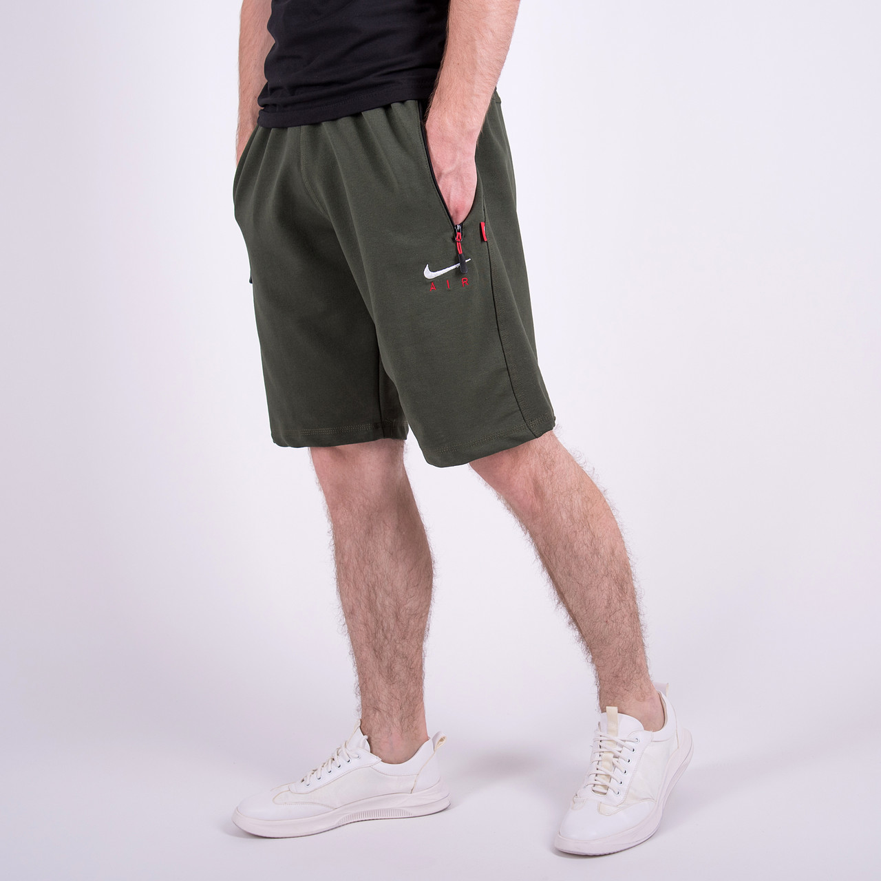 Чоловічі трикотажні шорти Nike, кольору хакі. Батал