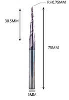 Фреза конусная для ЧПУ R0,75-D6-L75-l30,5