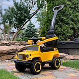 Каталка-толокар з батьківською ручкою BAMBI M 4288-6 жовтий, фото 4