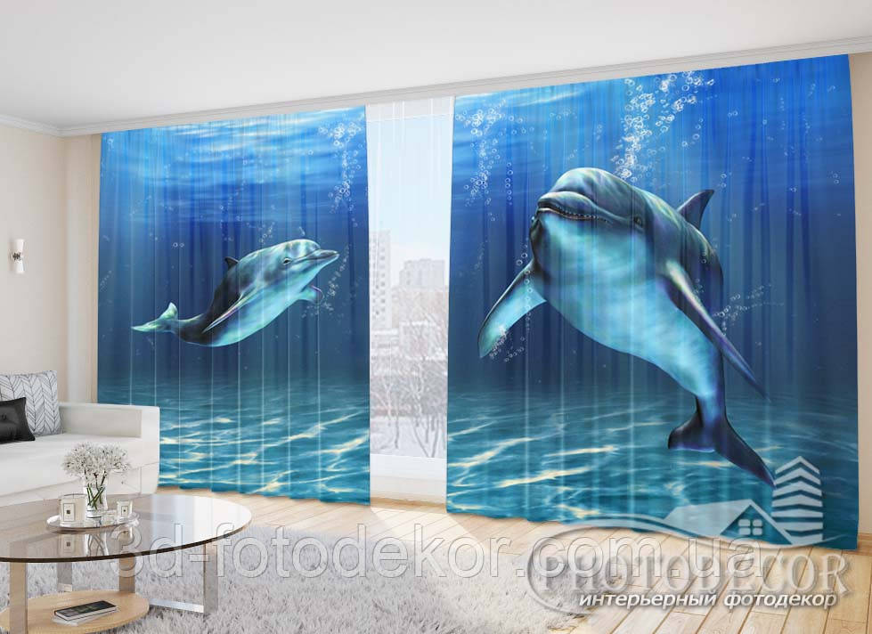 Фото Штори "Дельфіни 4" - Будь-який розмір, читаємо опис!, фото 1
