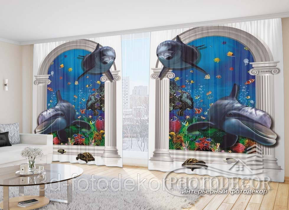 Фото Штори "Дельфіни 4" - Будь-який розмір, читаємо опис!, фото 1