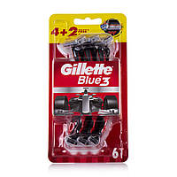 Gillette Blue3 Одноразовые мужские бритвы 6шт джилет станки для бритья мужские gillette для гоління станки