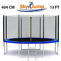 Батут SkyJump 13 фт., 404 см. із захисною сіткою і сходами, Батут із захисною сіткою та драбинкою Польща