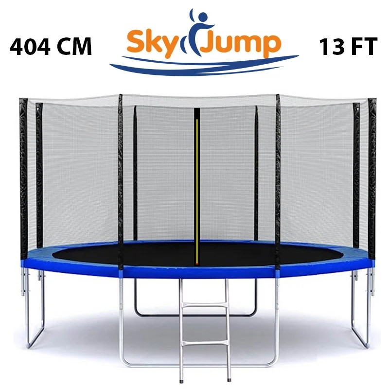 Батут SkyJump 13 фт., 404 см. із захисною сіткою і сходами, Батут із захисною сіткою та драбинкою Польща, фото 1