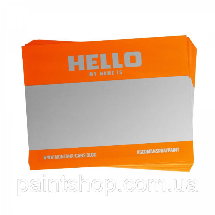 Стікери "Hello my name is" Неоново-оранжеві (100 шт)