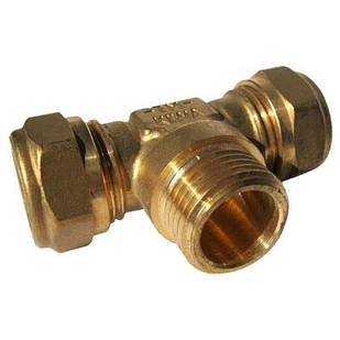 Трійник обтискний із зовнішньою різзю для мідної труби TIEMME 15 х 1/2