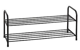 Полиця для взуття металева на 2 полиці чорна, bobi