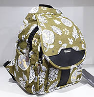 Женский маленький рюкзак городской прогулочный зеленый молодежный с кармашками тканевый Dolly 303