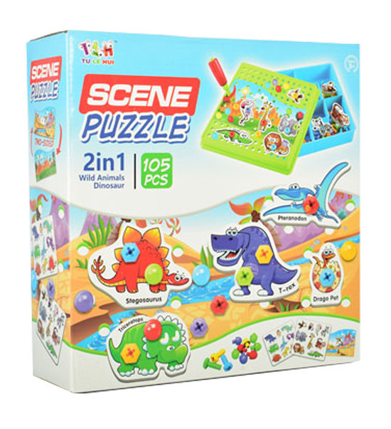 Дитяча розвиваюча мозаїка mebelime на шурупах з викруткою TLH-0, 105 деталей, фото 1