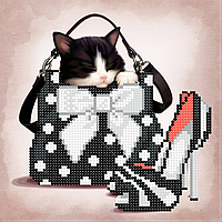 Дамский комплект с котиком. Схема вышивки бисером