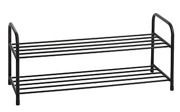 Полиця для взуття металева на 2 полиці чорна, mebelime