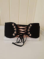 Пояс-корсет текстильний чорний на шнурівці Kapriss