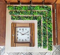 Часы с стабилизированным мохом, настенный деревянный - 40х40 см  ⁇  тихий ход