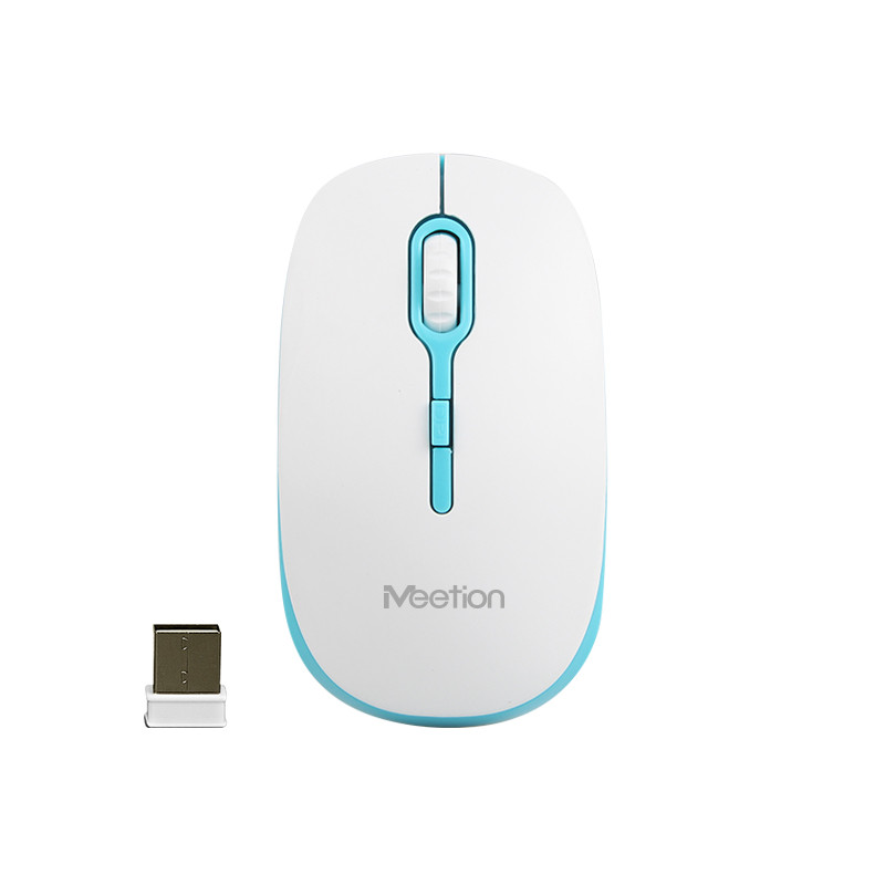 Бездротова оптична миша MEETION Wireless Mouse 2.4G MT-R547 біла з блакитним.