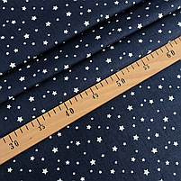 Турецька бавовняна тканина ранфорс "зорепад дрібний білий на темно-синьому" 240 см, фото 2