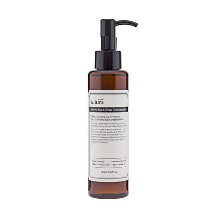Натуральне гідрофільна олія Klairs Gentle Black Deep Cleansing Oil 150 мл, фото 1