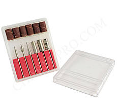 Набір фрез із алмазним напиленням і змінними ковпачками для педикюру 6 шт.