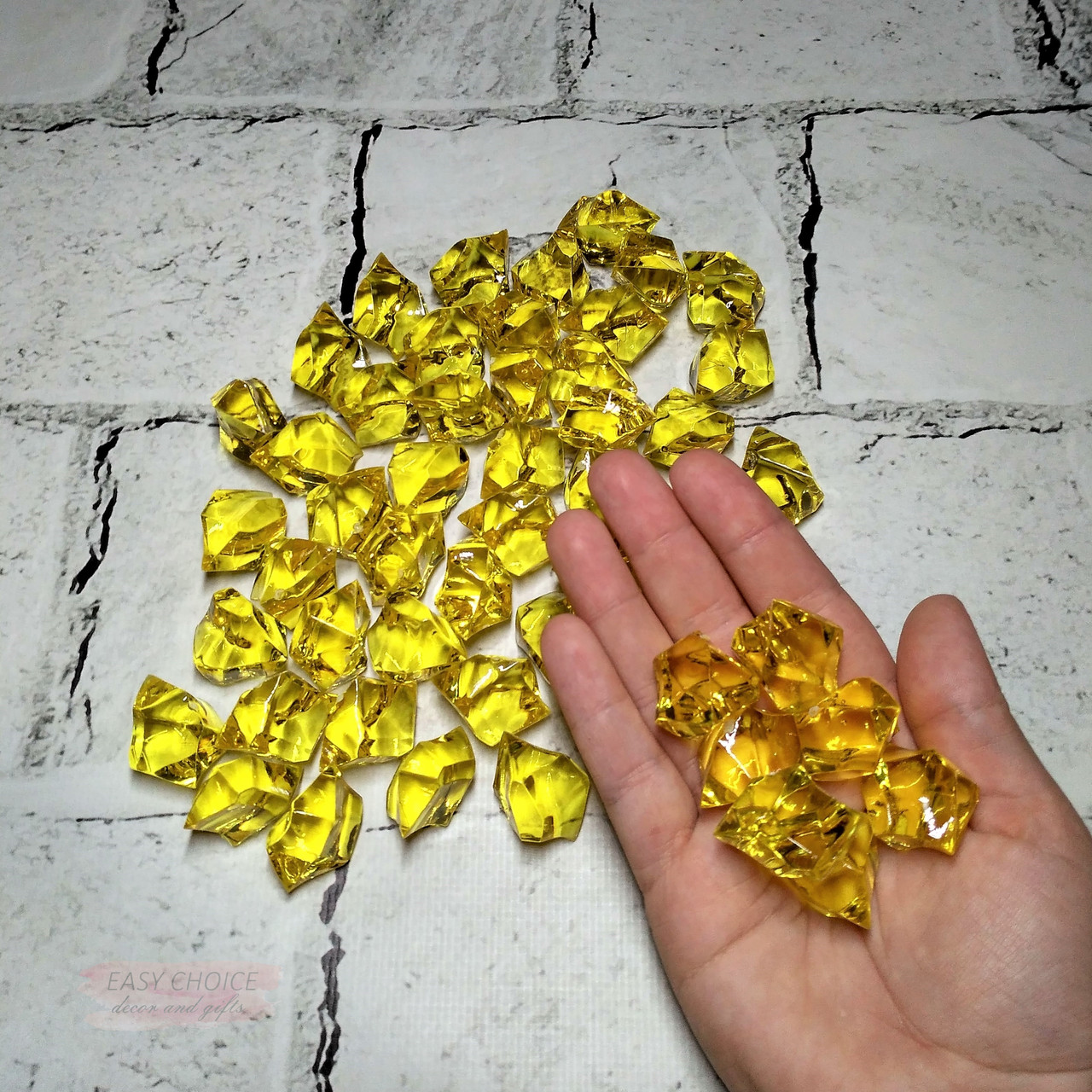 Кристали Лід колотий жовтий, декоративний, акрил, 2,8х2 см, 50 шт.