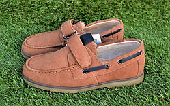 Мокасини дитячі, шкільні туфлі замш коричневі 35 22,5 см