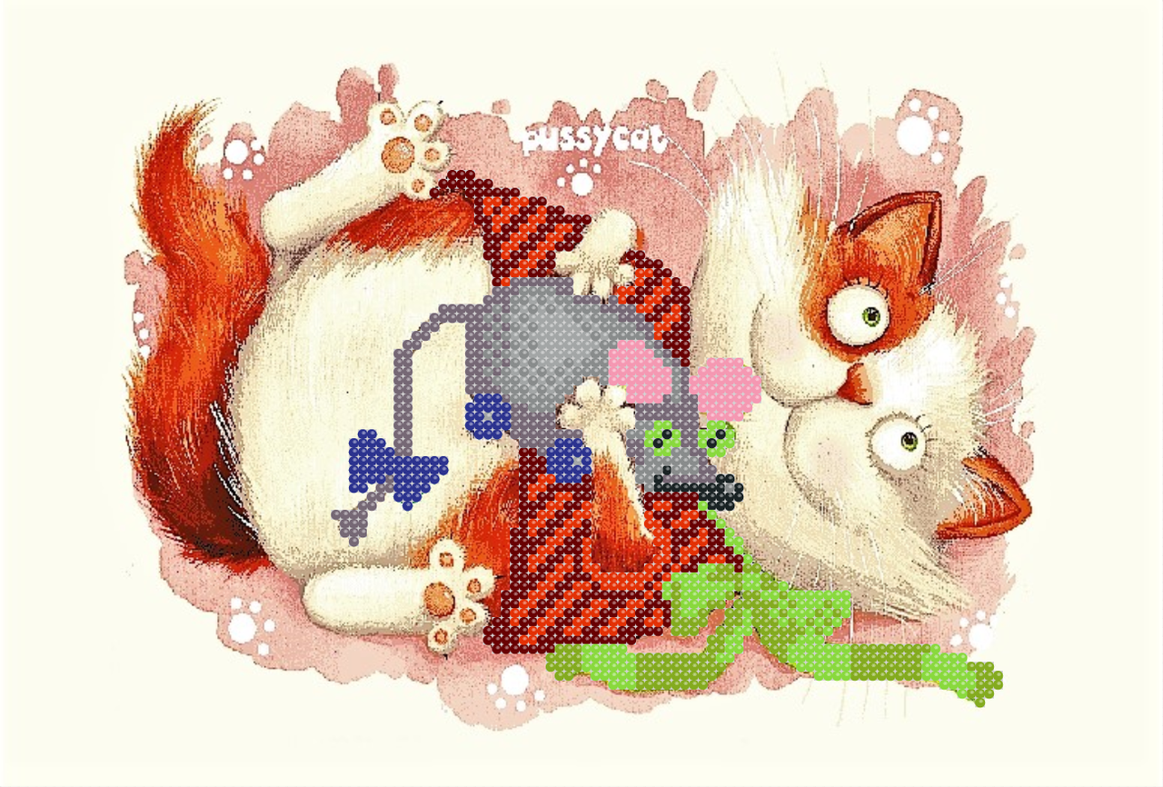 Годованці . Кіт і мишка Схема вишивки бісером ., фото 1